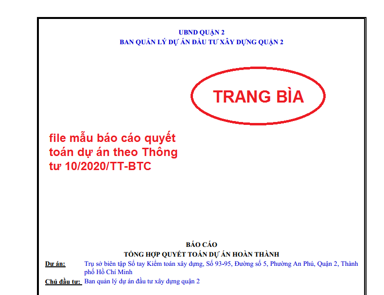 mẫu báo cáo quyết toán dự án