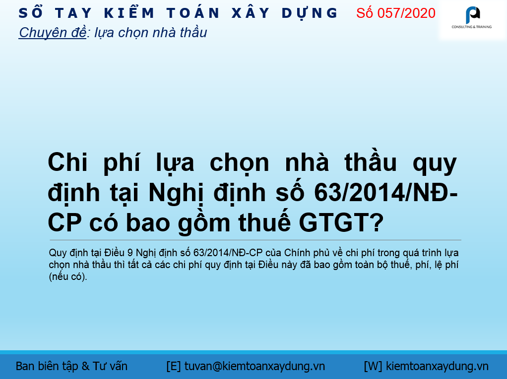 chi phí lựa chọn nhà thầu