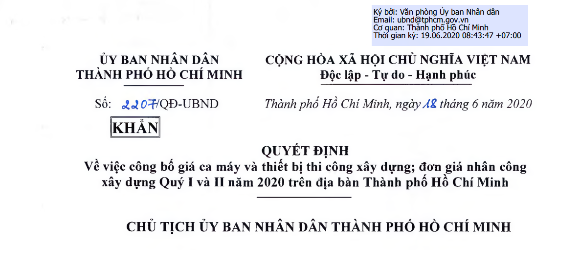 đơn giá thành phố hồ chí minh
