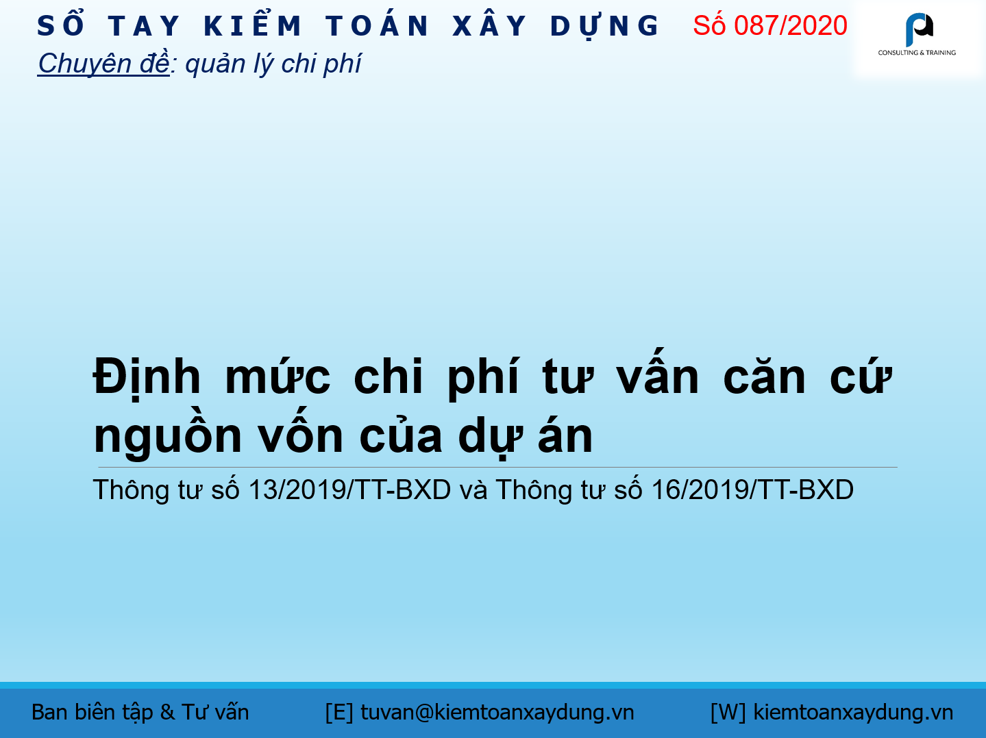 Định mức chi phí tư vấn