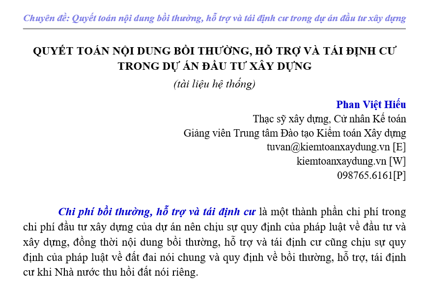 bồi thường, hỗ trợ và tái định cư