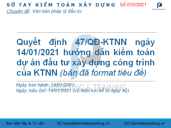 hướng dẫn kiểm toán dự án đầu tư